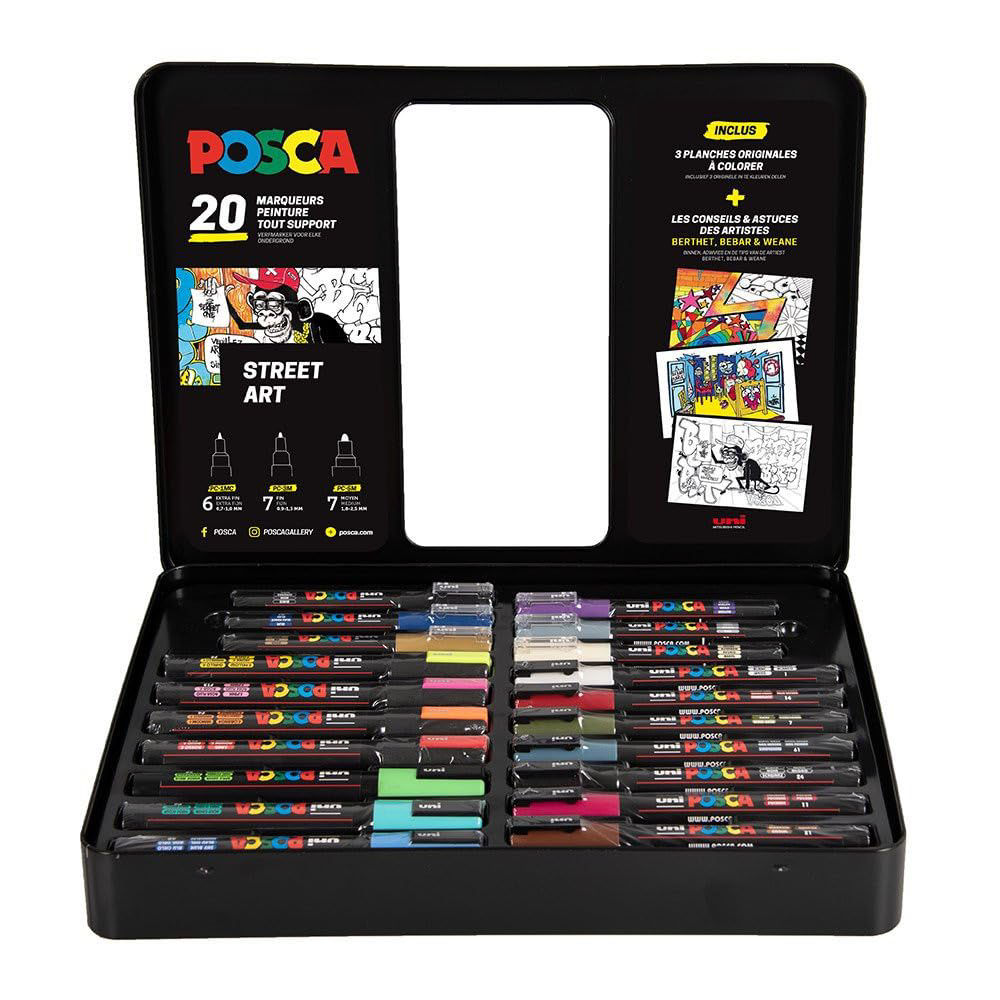 POSCA MALETA METÁLICA SET 20 MARCADORES