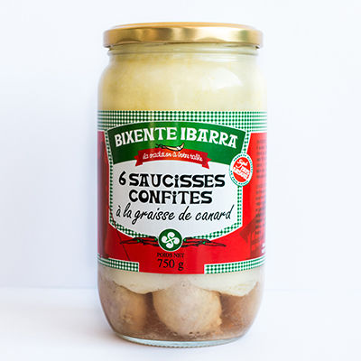 Saucisses confites à la graisse de canard