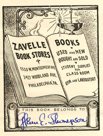 Book Store Labels: Zavelle Book Stores, Philadelphia