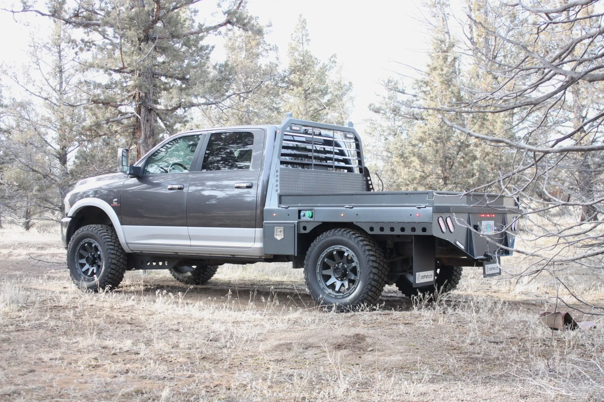 Dodge work truck with flatbed by DDFab with lights and mudflaps