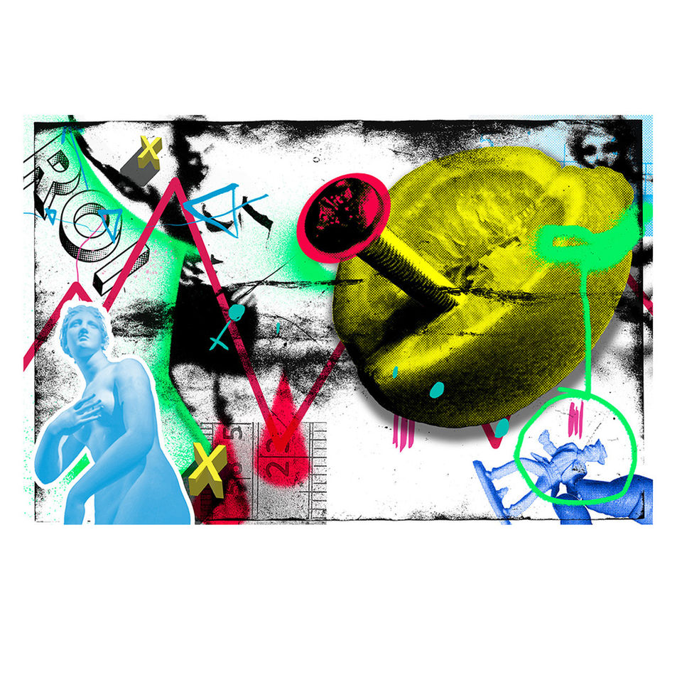 Editorial Illustration that shows a colourful digital collage about the sex life of young professionals in France for Le Monde Newspaper.