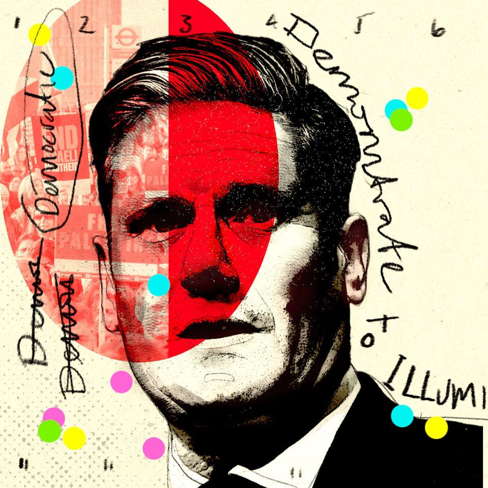 editorial illustration of Kier Starmer about an article in the independent newspaper