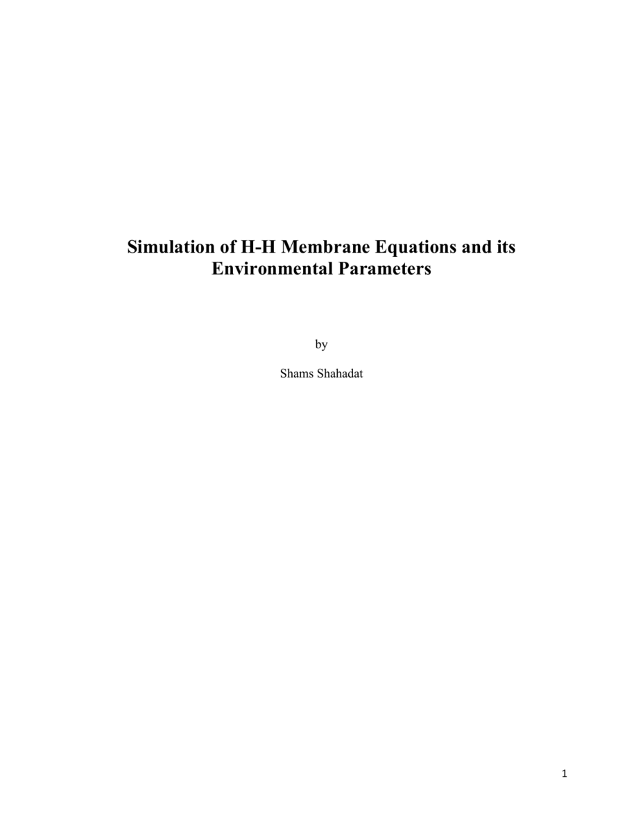 H-H Membrane Equations: Simulation Analytics
