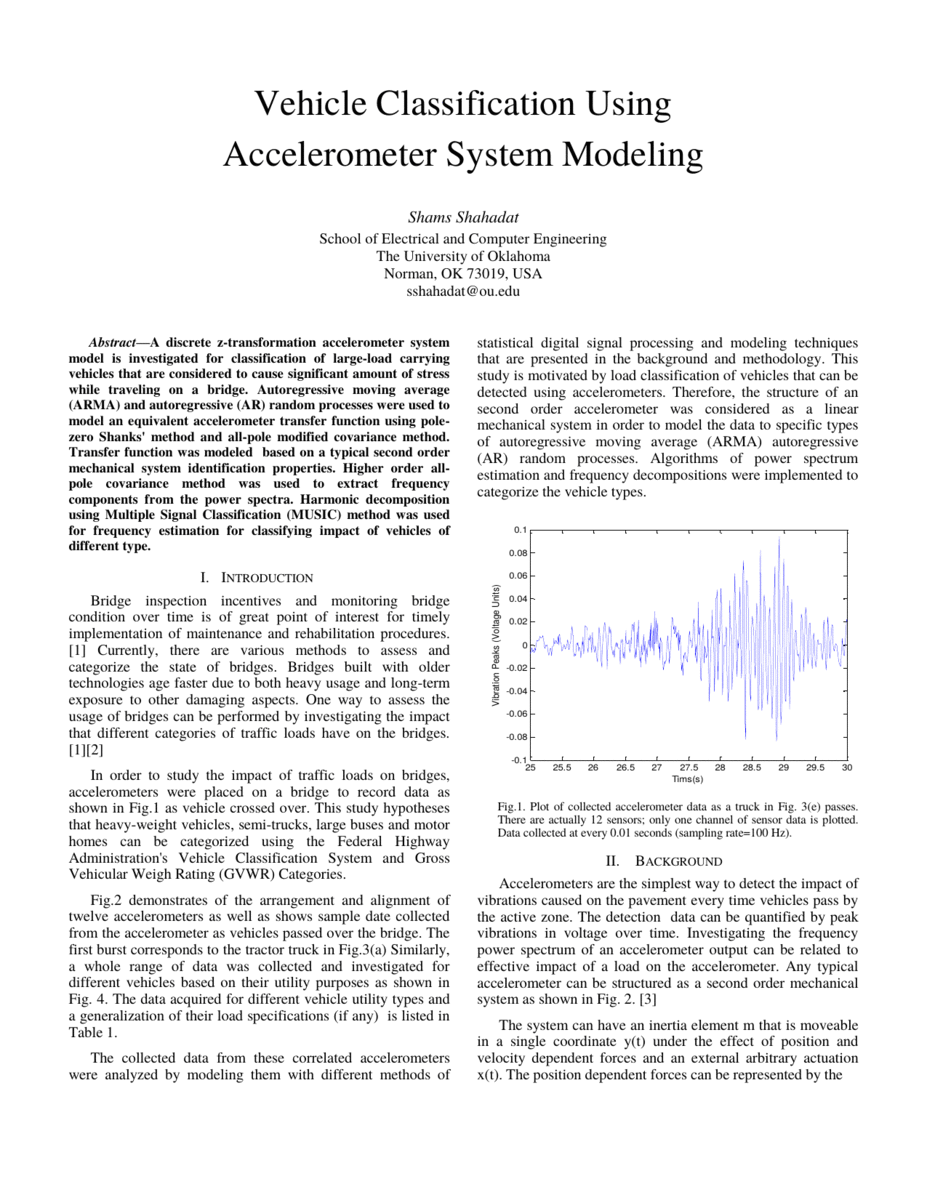 System Identification & Modeling: Statistical Digital Signal Processing of Accelerometer Bursts