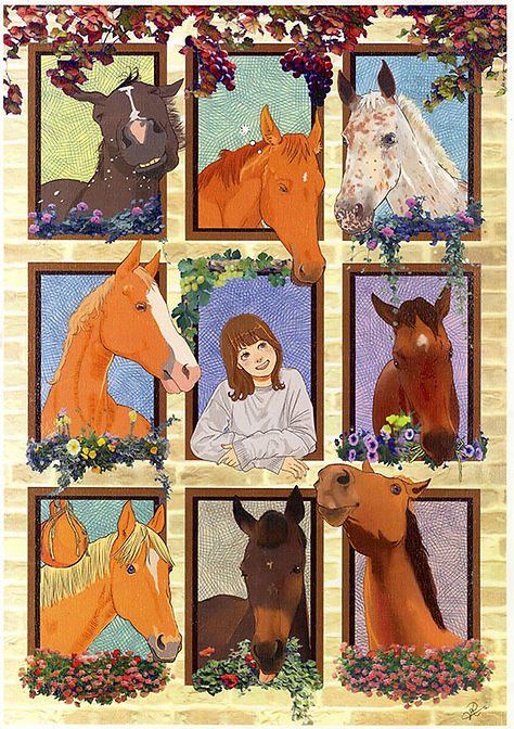 馬房の中からこんにちは。