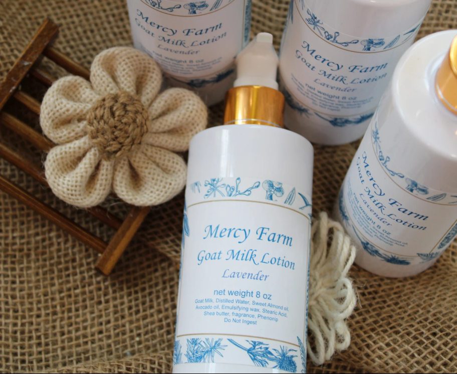 Lavender goat milk lotion bottle