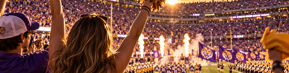 LSU game day atmosphere inside a packed Tiger Stadium
