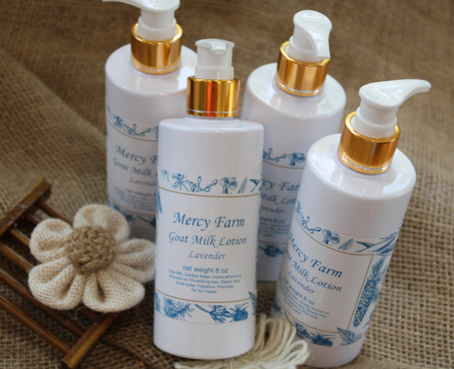 Lavender goat milk lotion bottles