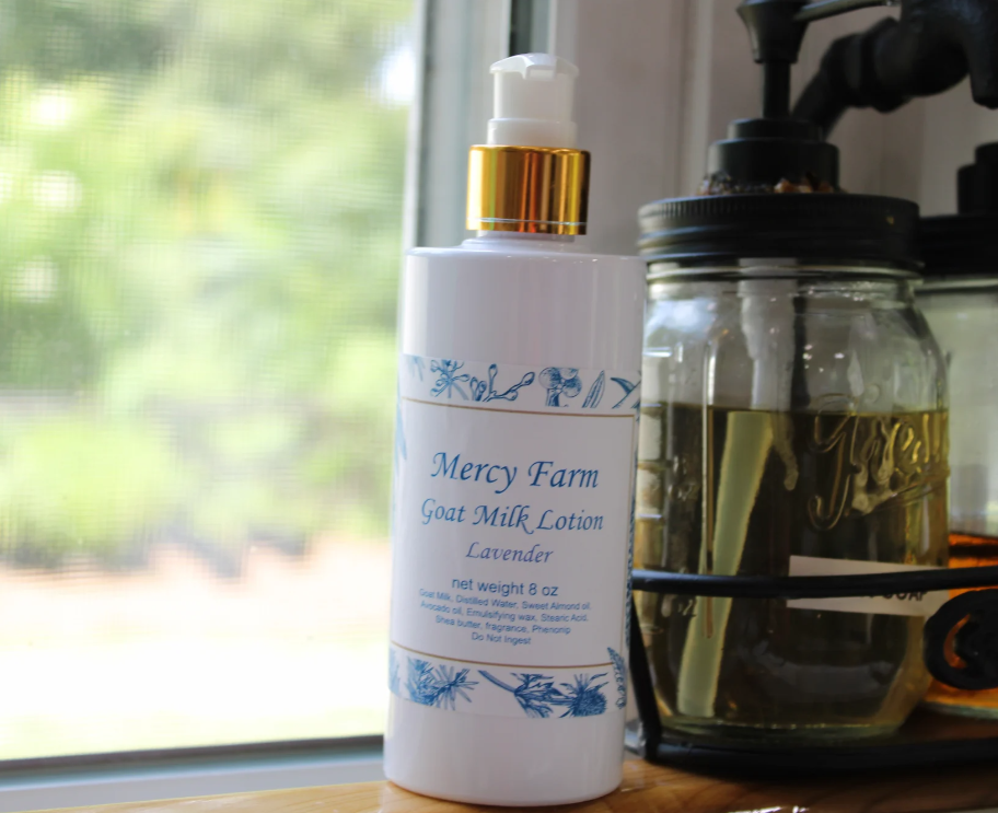 Lavender goat milk lotion bottle