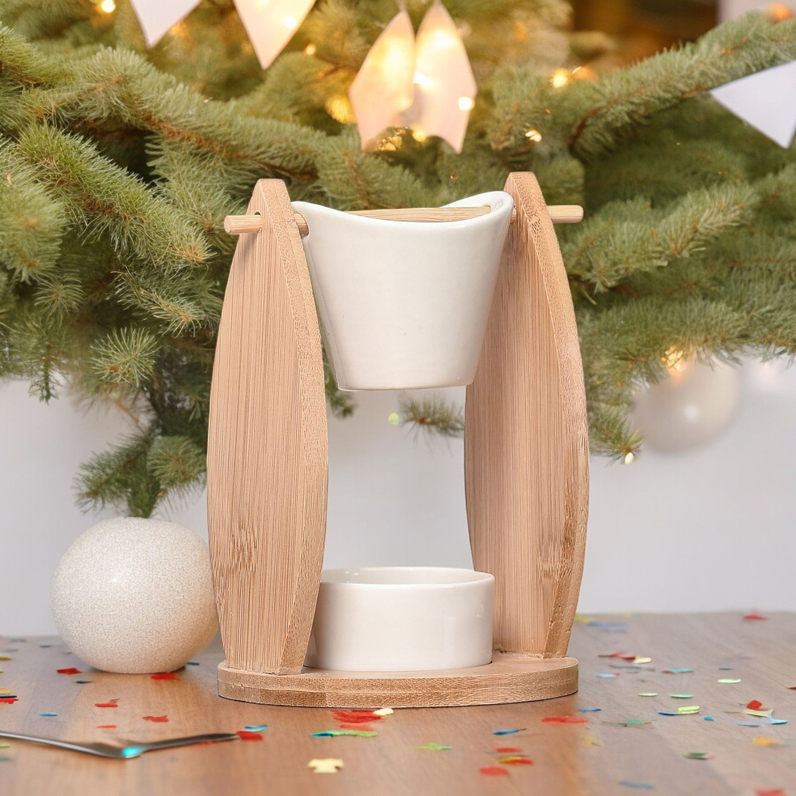 Teelicht-Duftlampe Bambus & Keramik