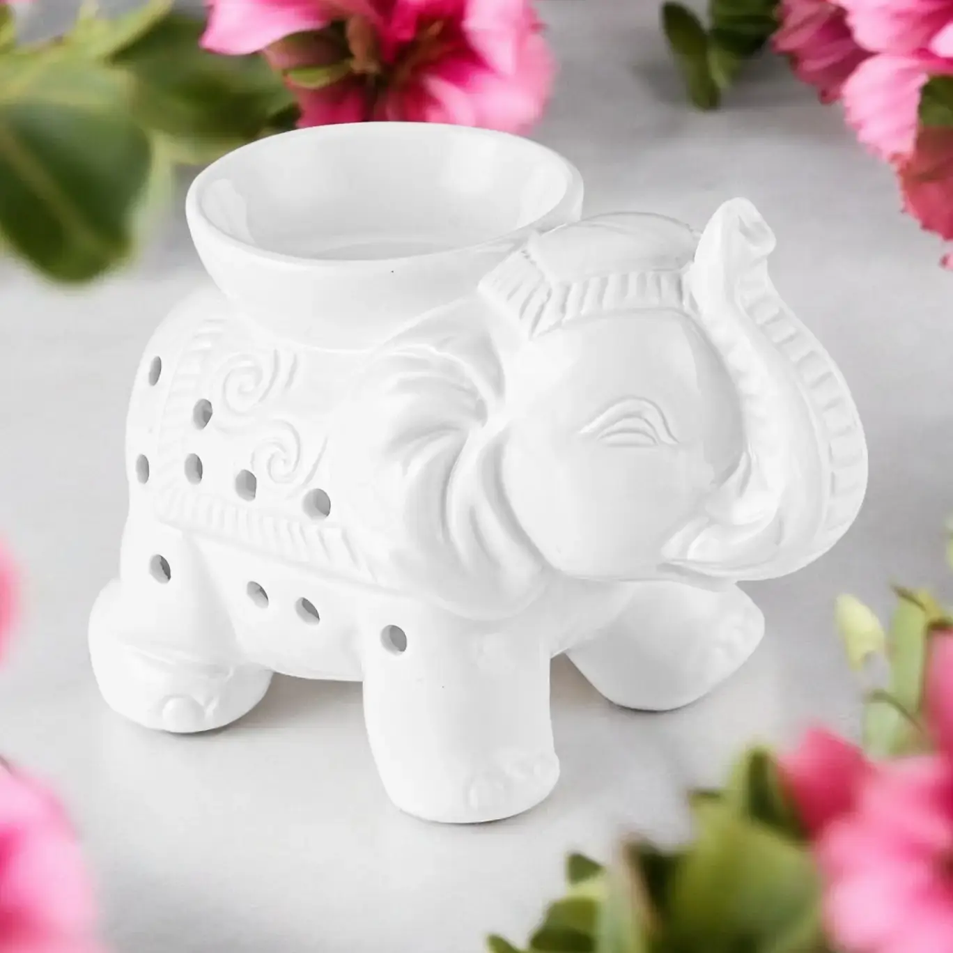 Teelicht-Duftlampe Elefant weiß