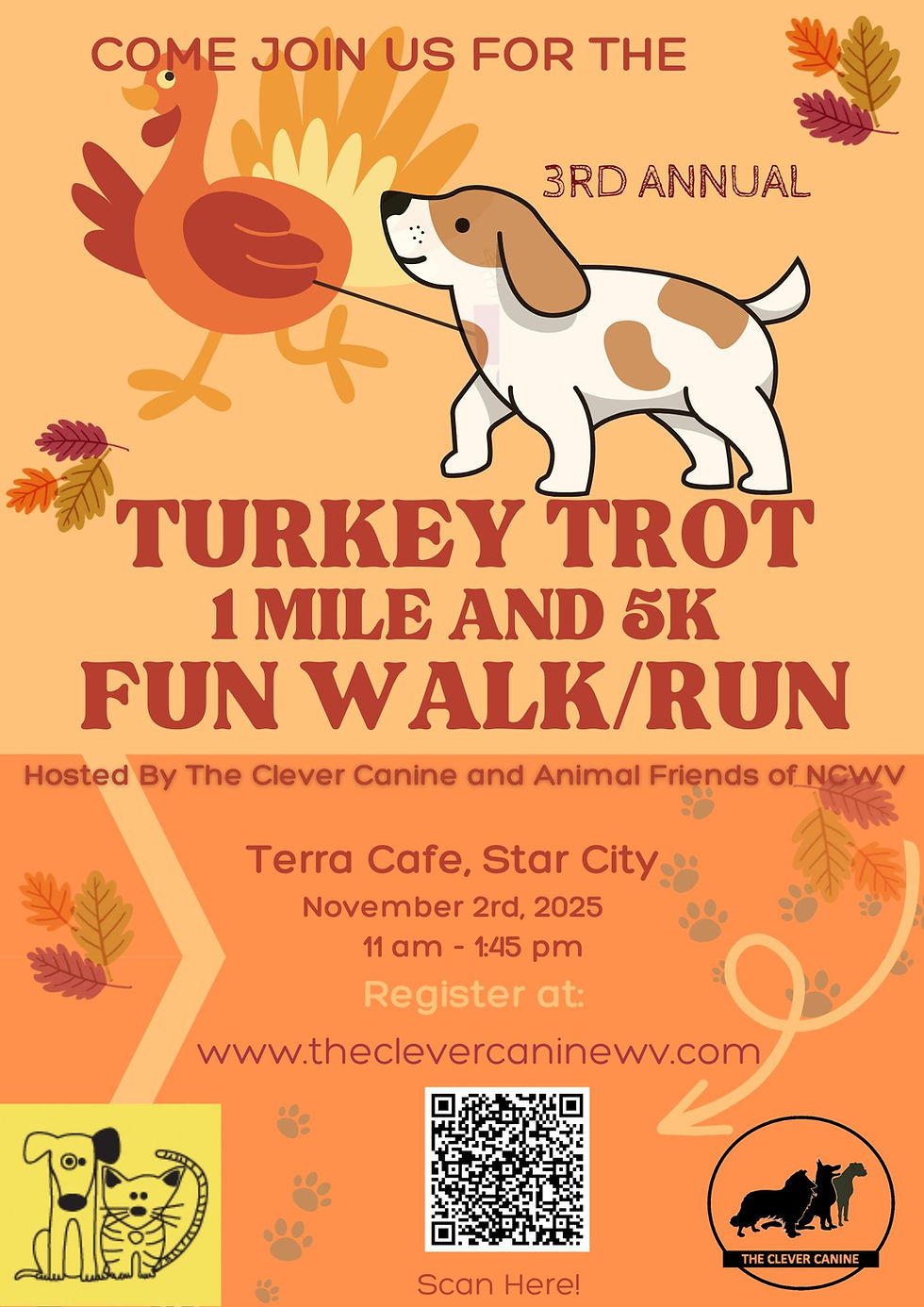 3rd Annual Turkey Trot 1 mile and 5K Fun Walk/Run