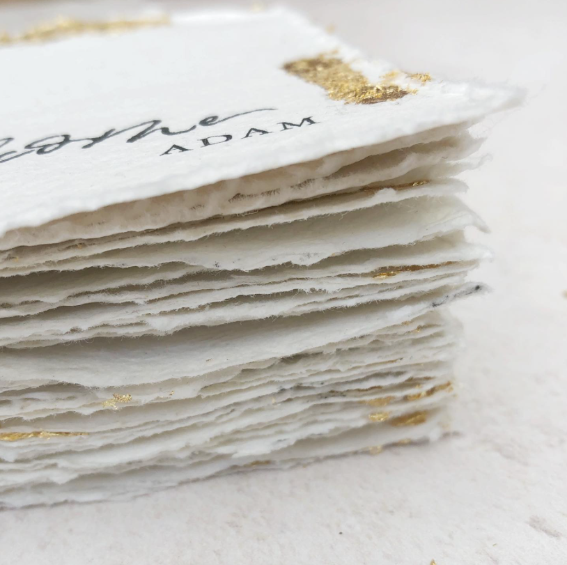 gold leaf style paper save the dates