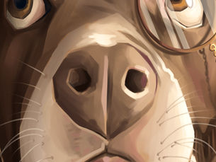 An original, digital painting of my brown dog Lincoln