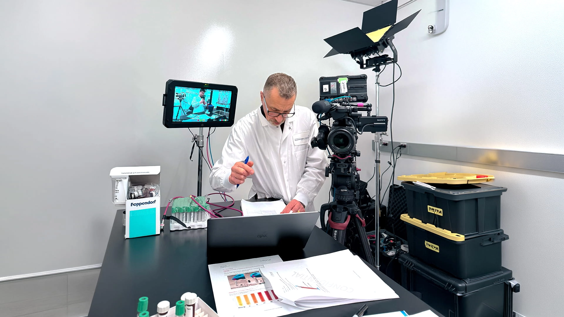 Alan Cash, our production partner, reviewing the script before filming.