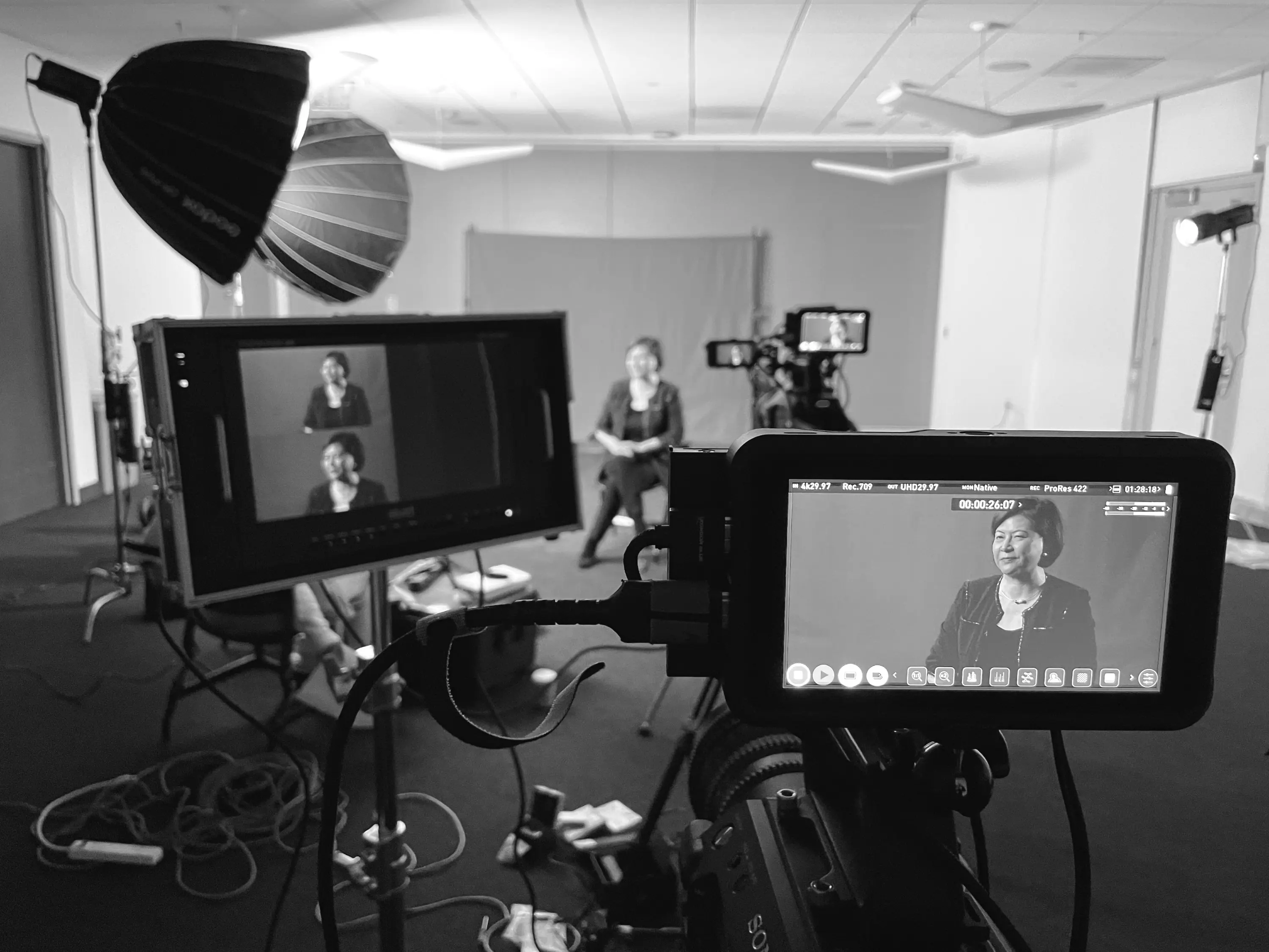 Two-camera setup for a corporate interview video.webp
