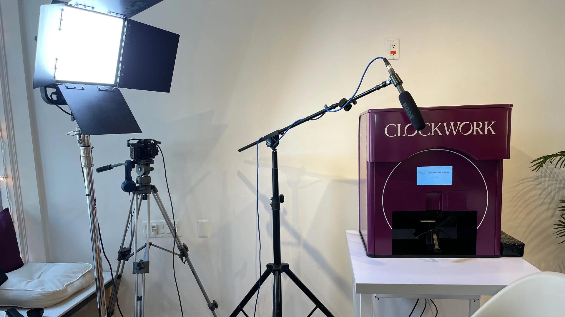 Lighting and audio setup for the Clockwork training video.