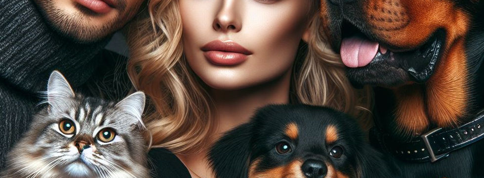 Belleza en perros, gatos, hombre y mujer