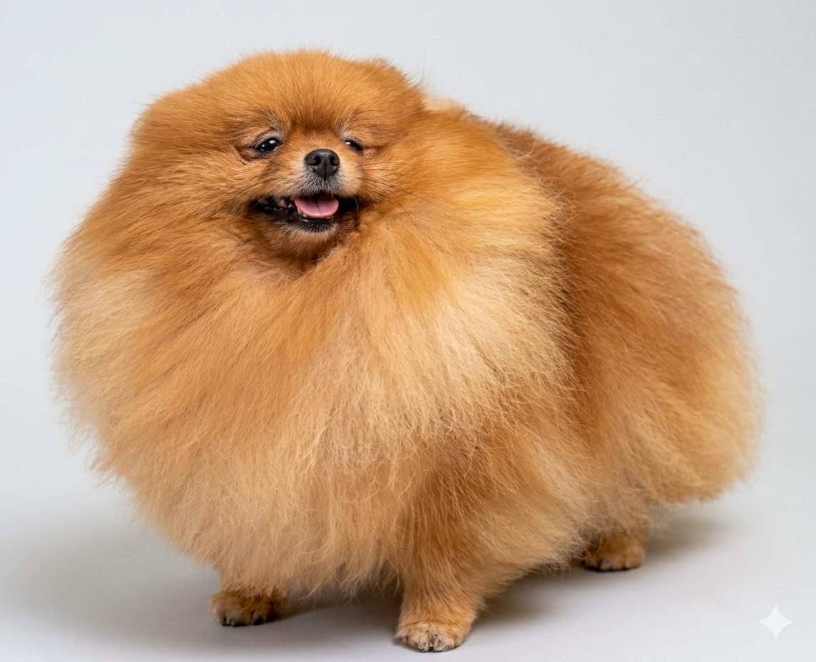 Perro Pomerania cortándole el pelo