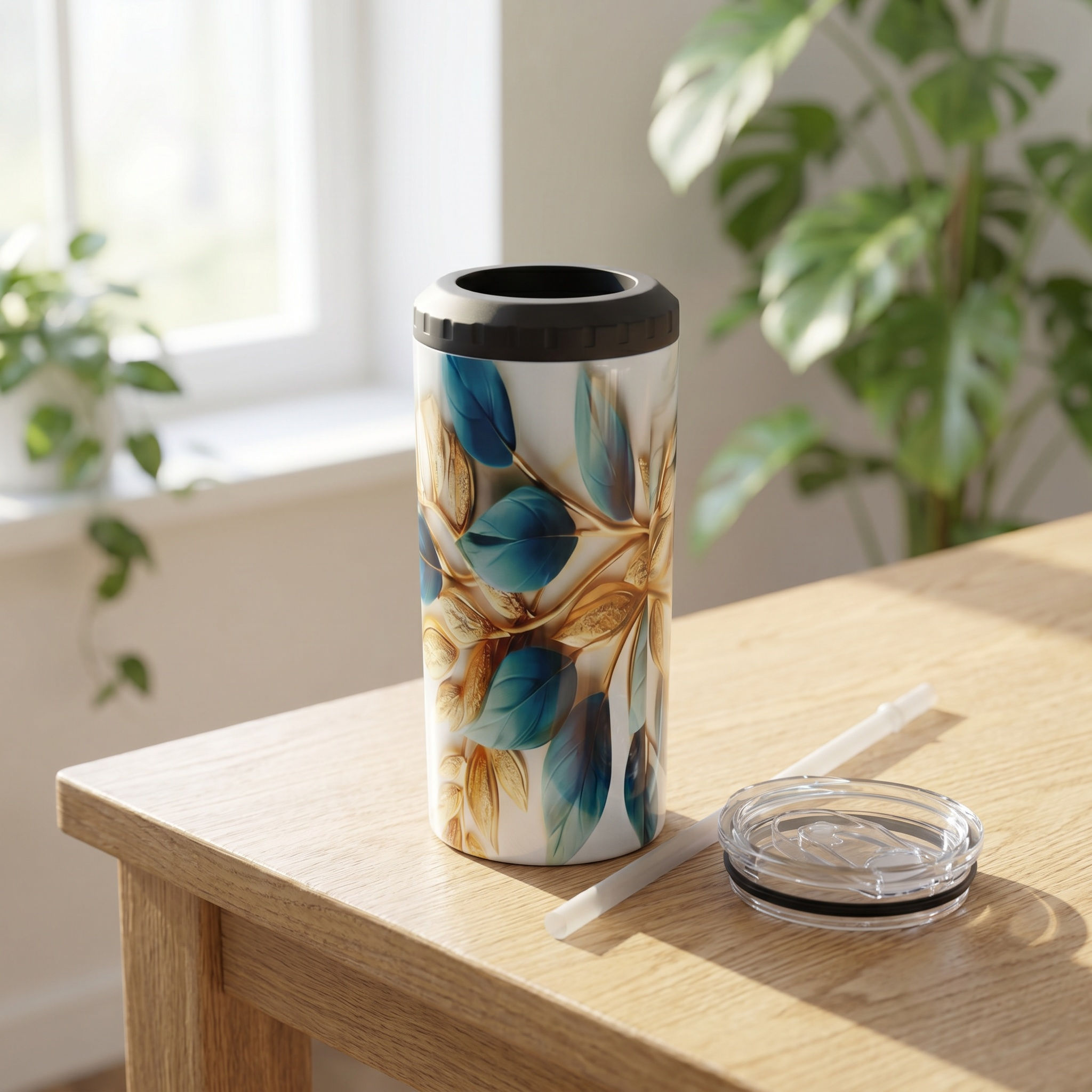 Gold & Teal 4-in-1 Can Cooler