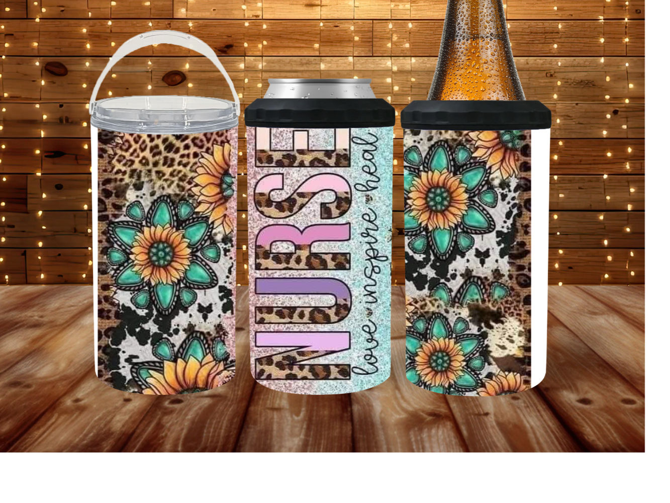 Nurse Teal & Yellow Flowers 4-in-1