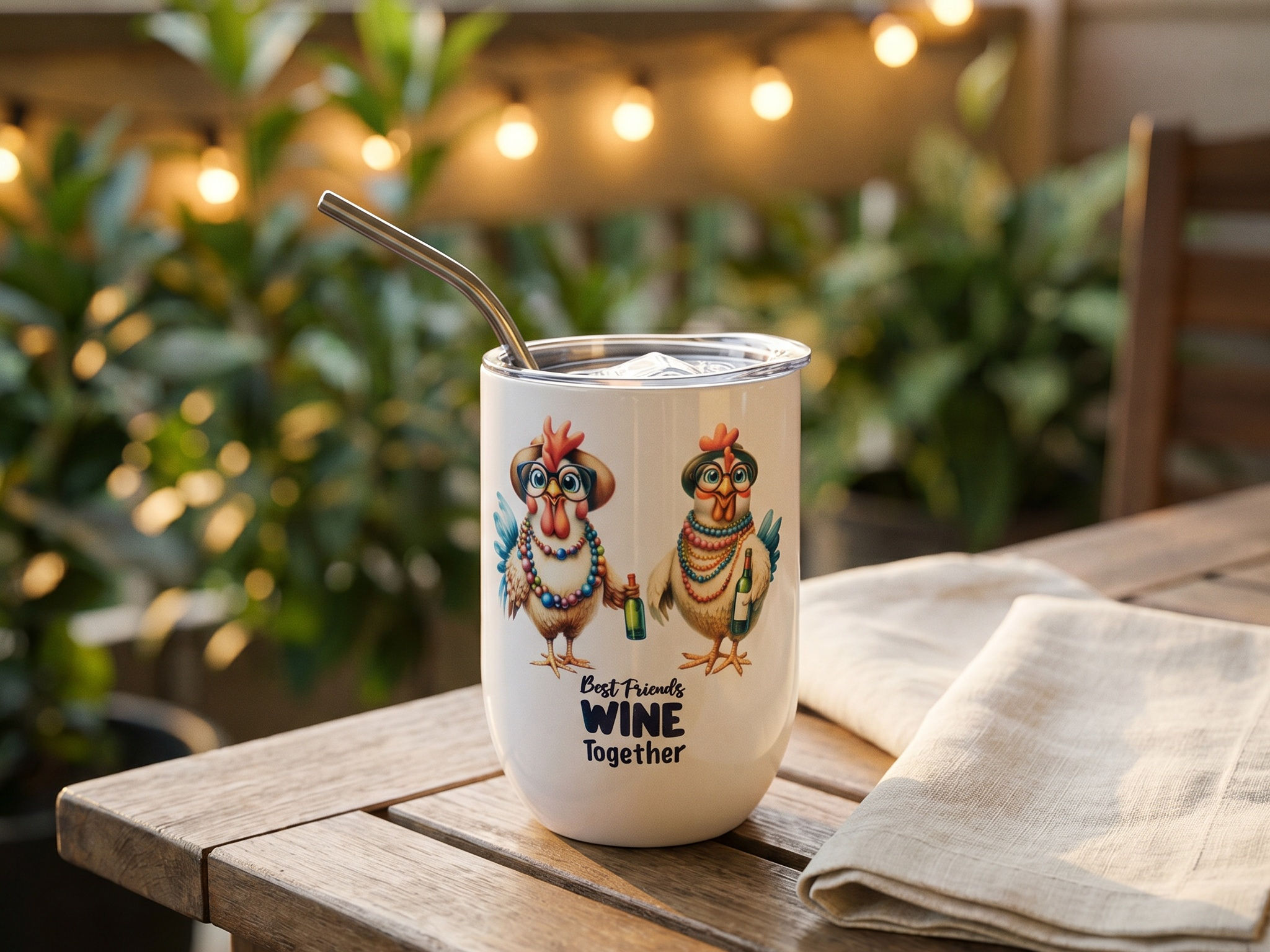 Best Friends Chicken Wine Tumbler