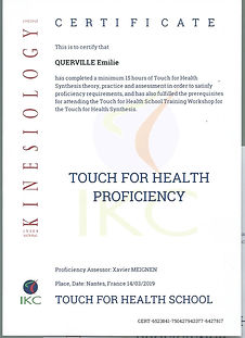 Certification TFH Proficiency - Emilie Querville kinesiologue