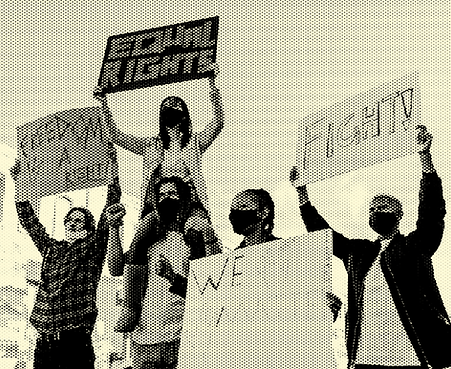 Students holding posters