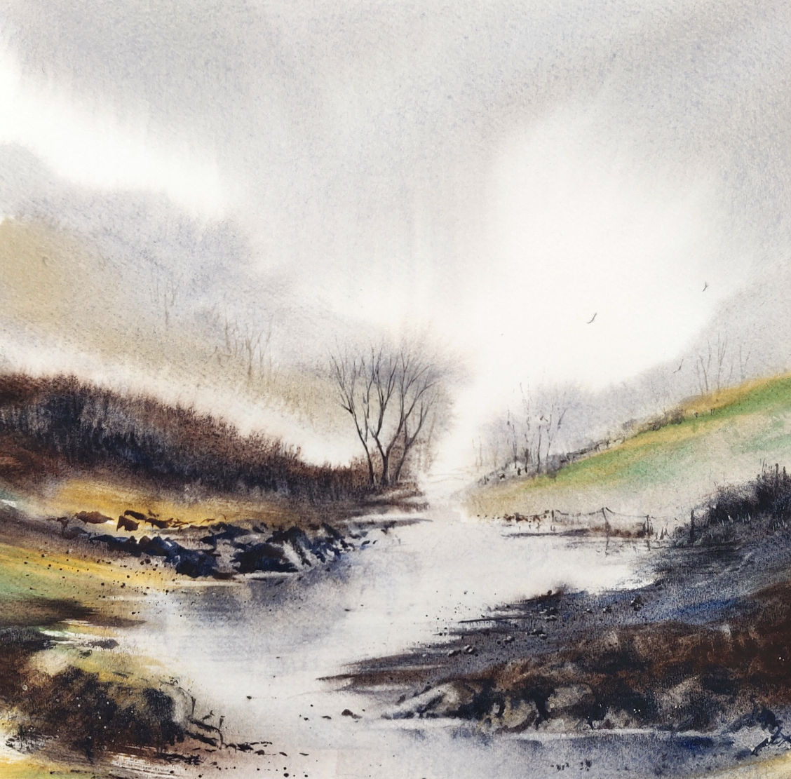 Along the river 6x6" (8x8")