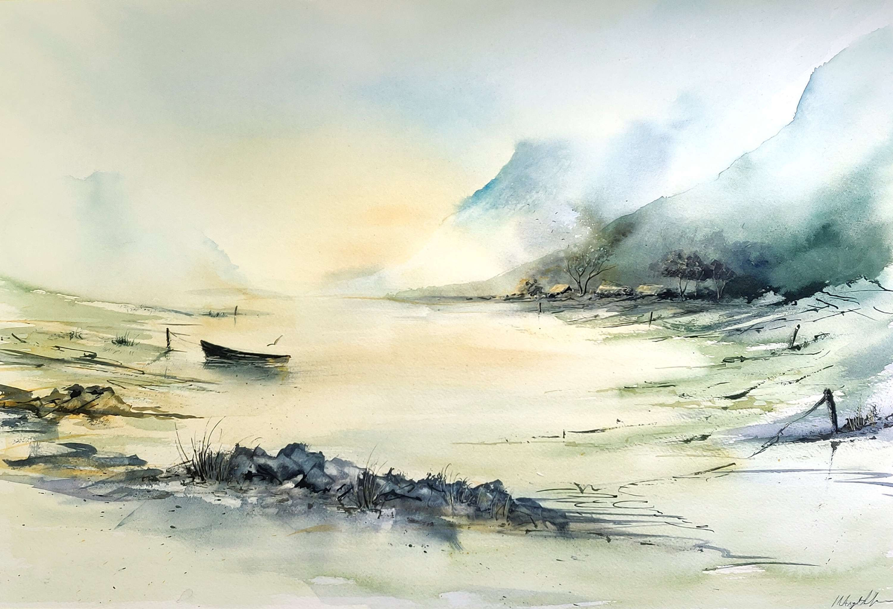 Sunlit Lake 21 x 14.5"(53.3 x 36.8cm)