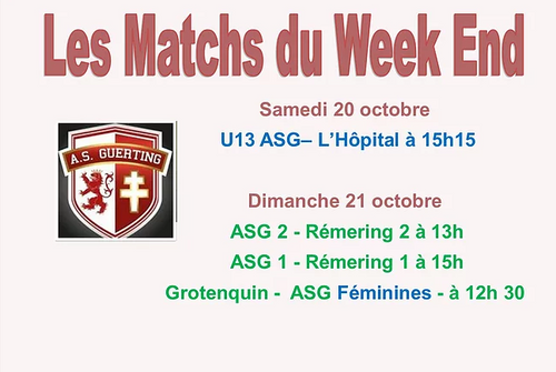 Actualité ASG: Retrouvez ci-dessous, les matchs qui se dérouleront ce week end !