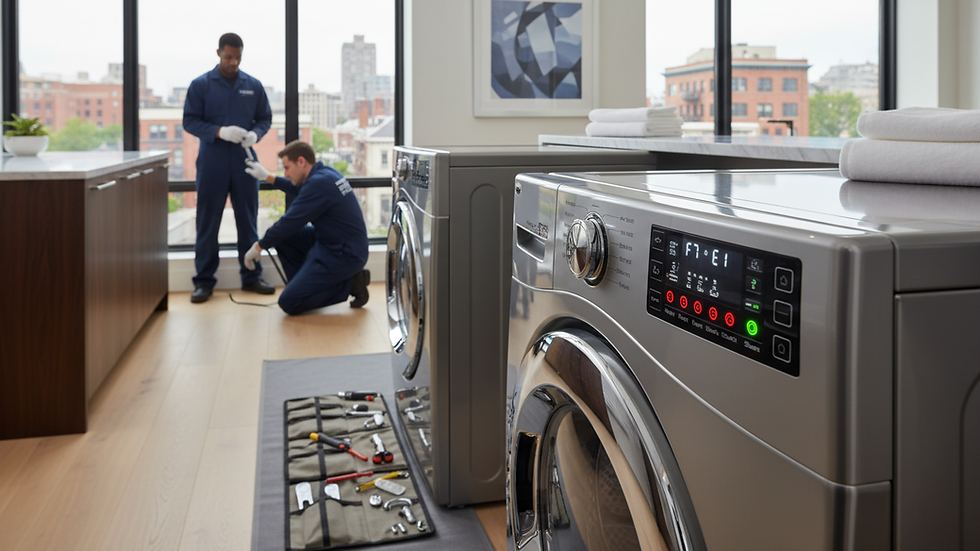 Close-up view of Whirlpool washer control panel with diagnostic indicators