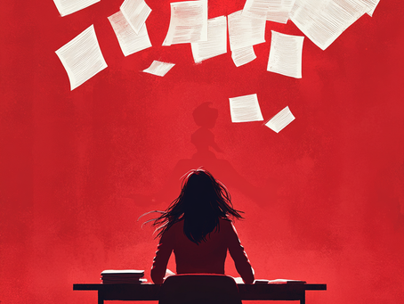 Desk with paperwork burn out