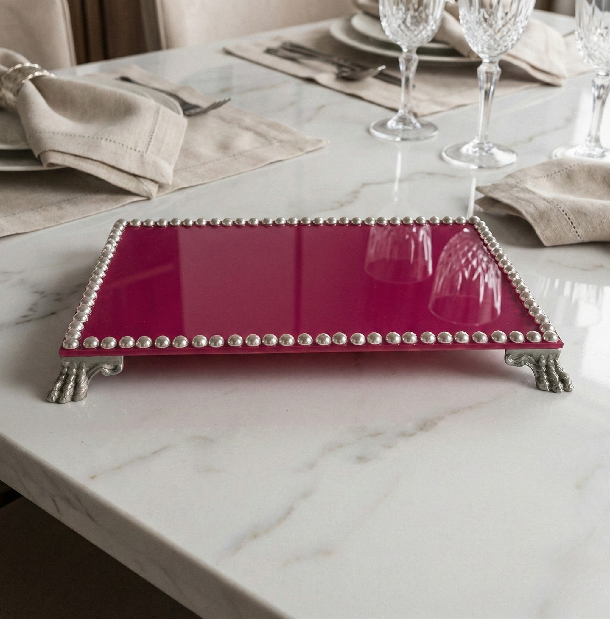 Bandeja FM Vidro Colorido Retangular