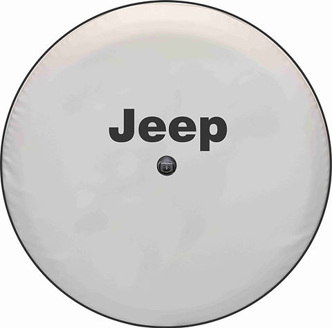 White Jeep Wrangler JL Spare Tire Cover w/ Camera Port | SpareCover®