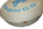 Thumbnail: Detailed look at the UV-resistant Robin's Egg Blue ink used for the stallion graphic on the retro-mod tire cover.