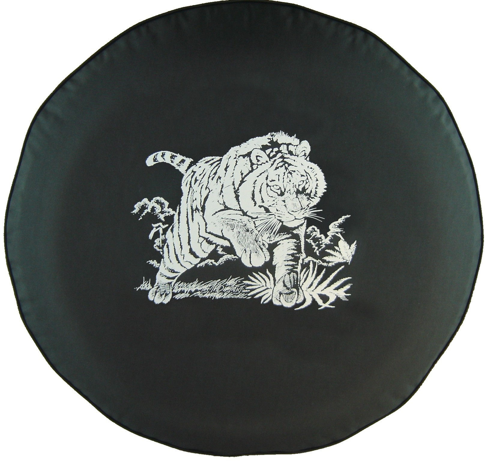 BR - Charging Tiger - HD Black Denim Vinyl Tire Cover