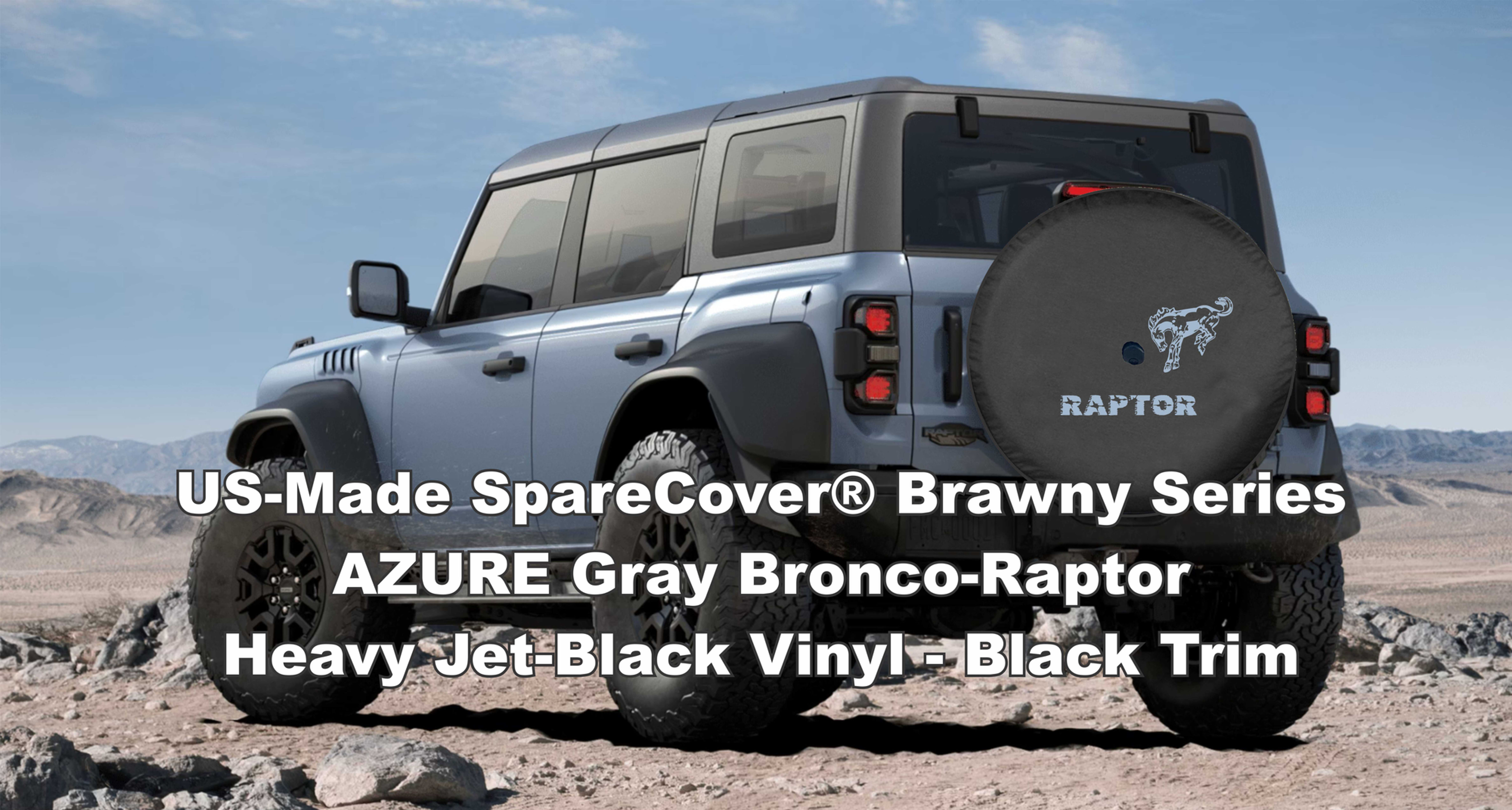 Brawny RAPTOR - 37-in AZURE Gray - US Made SpareCover® Brand Tire Cover