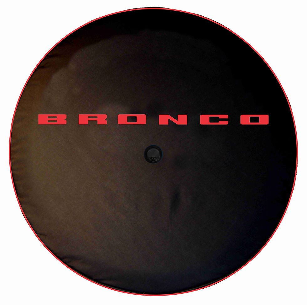 Thumbnail: SpareCover® 60th Anniversary Bronco print in Race Red on Brawny Series tire cover with red trim