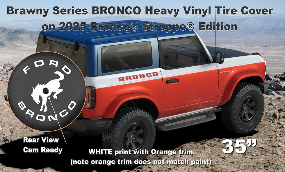 Thumbnail: Stroppe Edition Ford Bronco Spare Tire Cover - Brawny Series White/Orange
