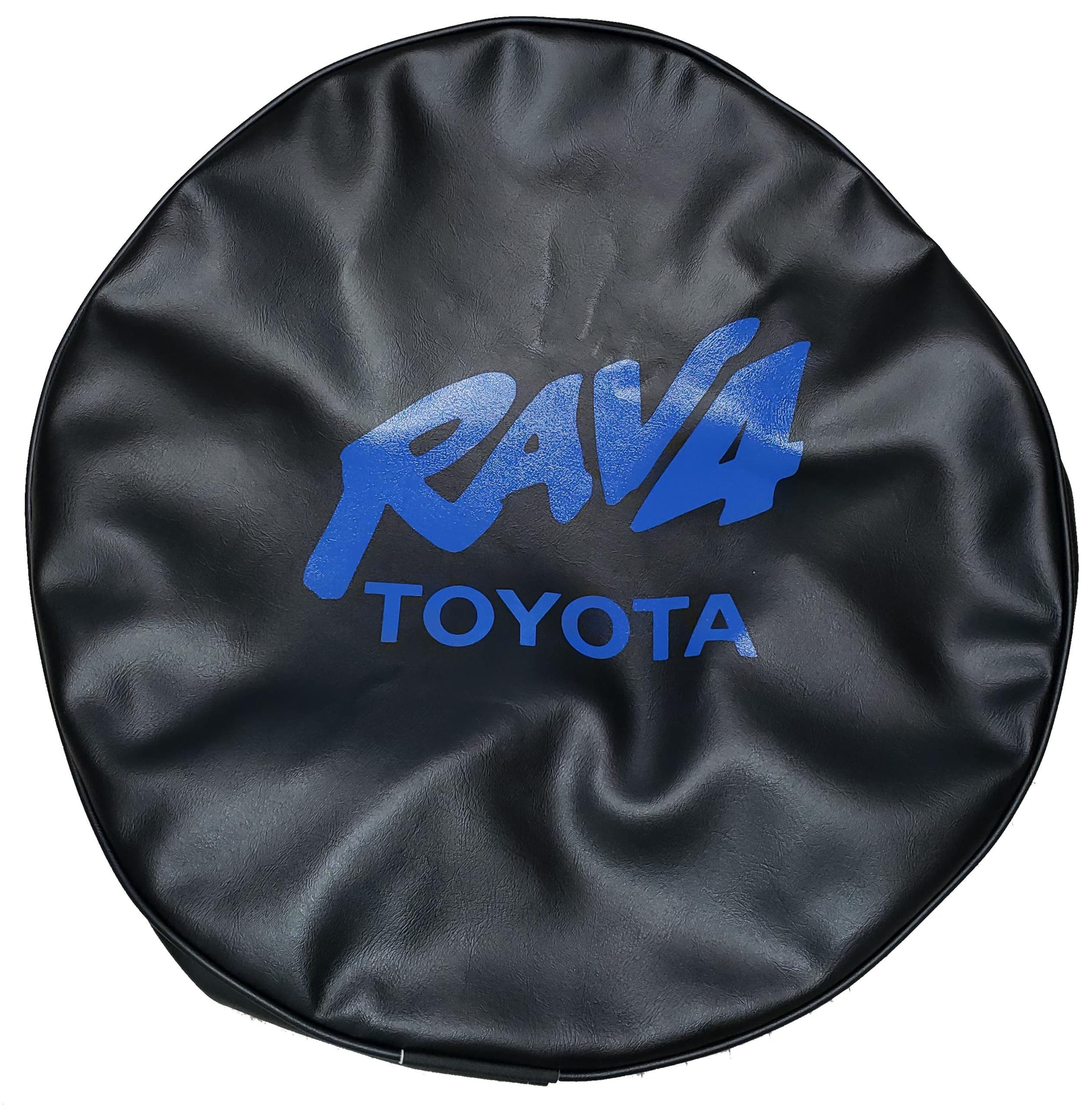Toyota RAV4 Spare Tire Cover Blak Series Heavy Black Vinyl with Royal Blue Logo - Made in USA