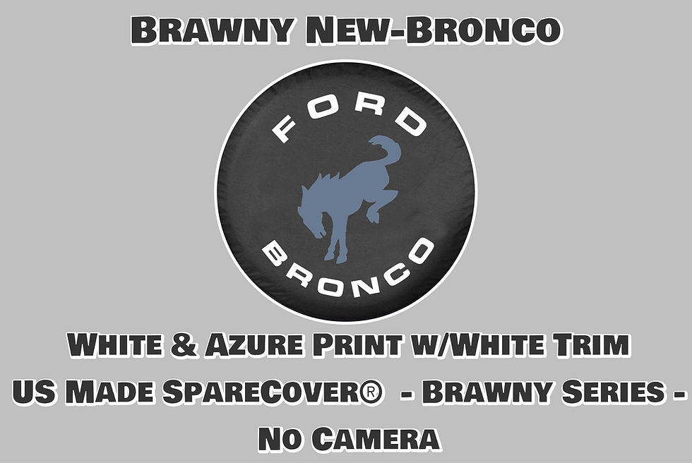 Thumbnail: Brawny New Bronco - White n Azure - US Made SpareCover® Brand Tire Cover
