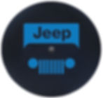 Thumbnail: Marine-grade vinyl Jeep spare tire cover featuring a Hydro Blue Pearl modern grille screen print.