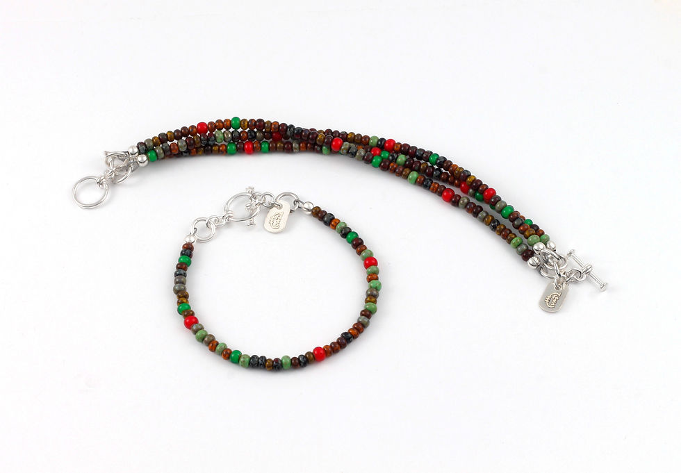 Mayan Picasso Beaded Necklace and Bracelets