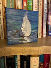 Acrylic original painting called Bottoms Up (2023) by Donna Liguria, bird art
