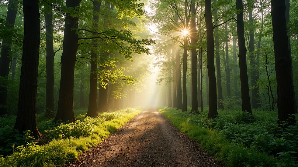 High angle view of a tranquil forest path