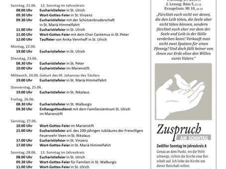 12. Sonntag im Jahreskreis