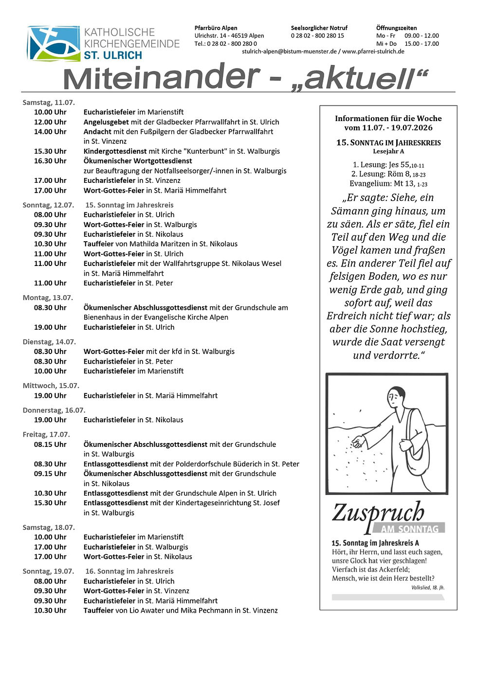 15. Sonntag im Jahreskreis