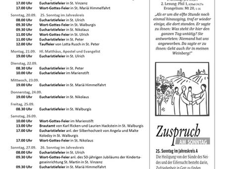 25. Sonntag im Jahreskreis