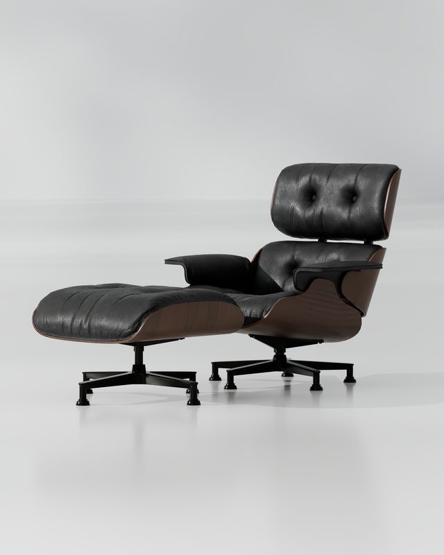 Spec studio render of an Eames lounge chair and ottoman